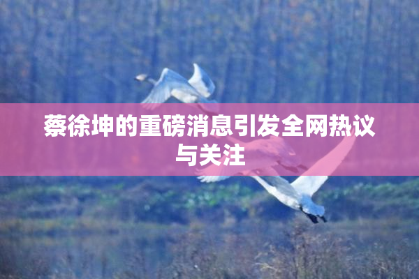蔡徐坤的重磅消息引发全网热议与关注