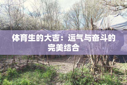 体育生的大吉：运气与奋斗的完美结合