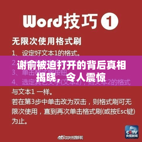 谢俞被迫打开的背后真相揭晓，令人震惊