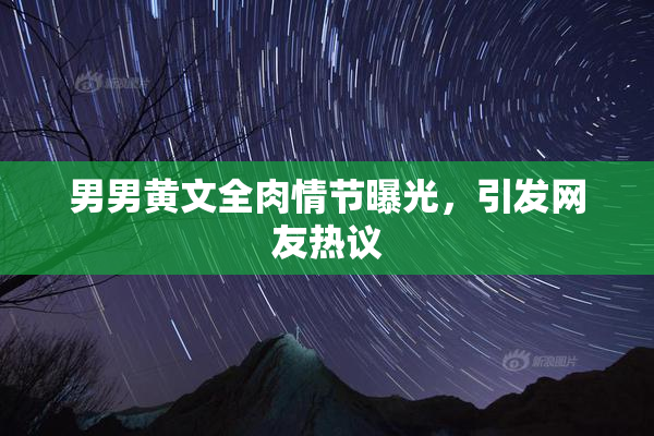 男男黄文全肉情节曝光，引发网友热议