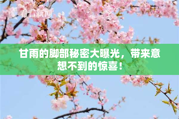 甘雨的脚部秘密大曝光，带来意想不到的惊喜！