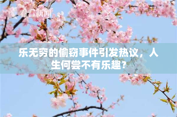 乐无穷的偷窃事件引发热议，人生何尝不有乐趣？