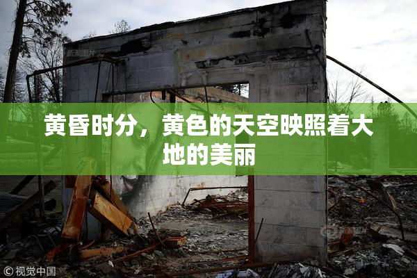 黄昏时分，黄色的天空映照着大地的美丽