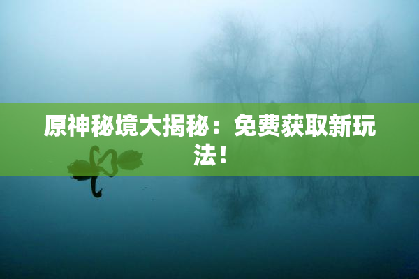 原神秘境大揭秘：免费获取新玩法！