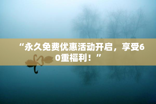 “永久免费优惠活动开启，享受60重福利！”